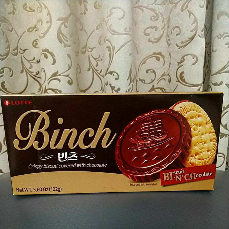 韓國樂天BINCH巧克力餅乾102公克 非即期品 蝦皮最佛心價