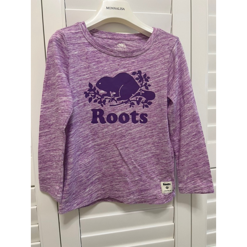 Roots粉紫色長袖棉T.九八成新，極少穿