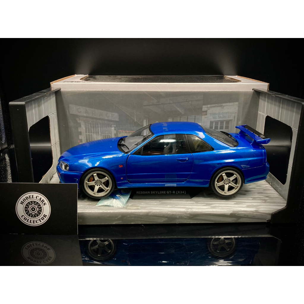 【收藏模人】Solido Nissan Skyline GT-R R34 藍色 模型車 1:18 1/18