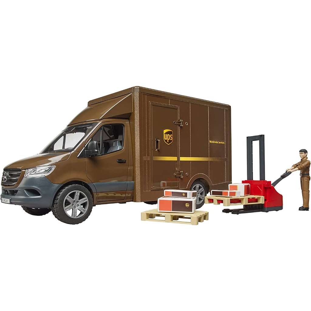現貨 德國  BRUDER UPS快遞車與駕駛員/貨車組(含人偶和工具組)/優比速/快遞車/兒童玩具車塑料模型 超值組