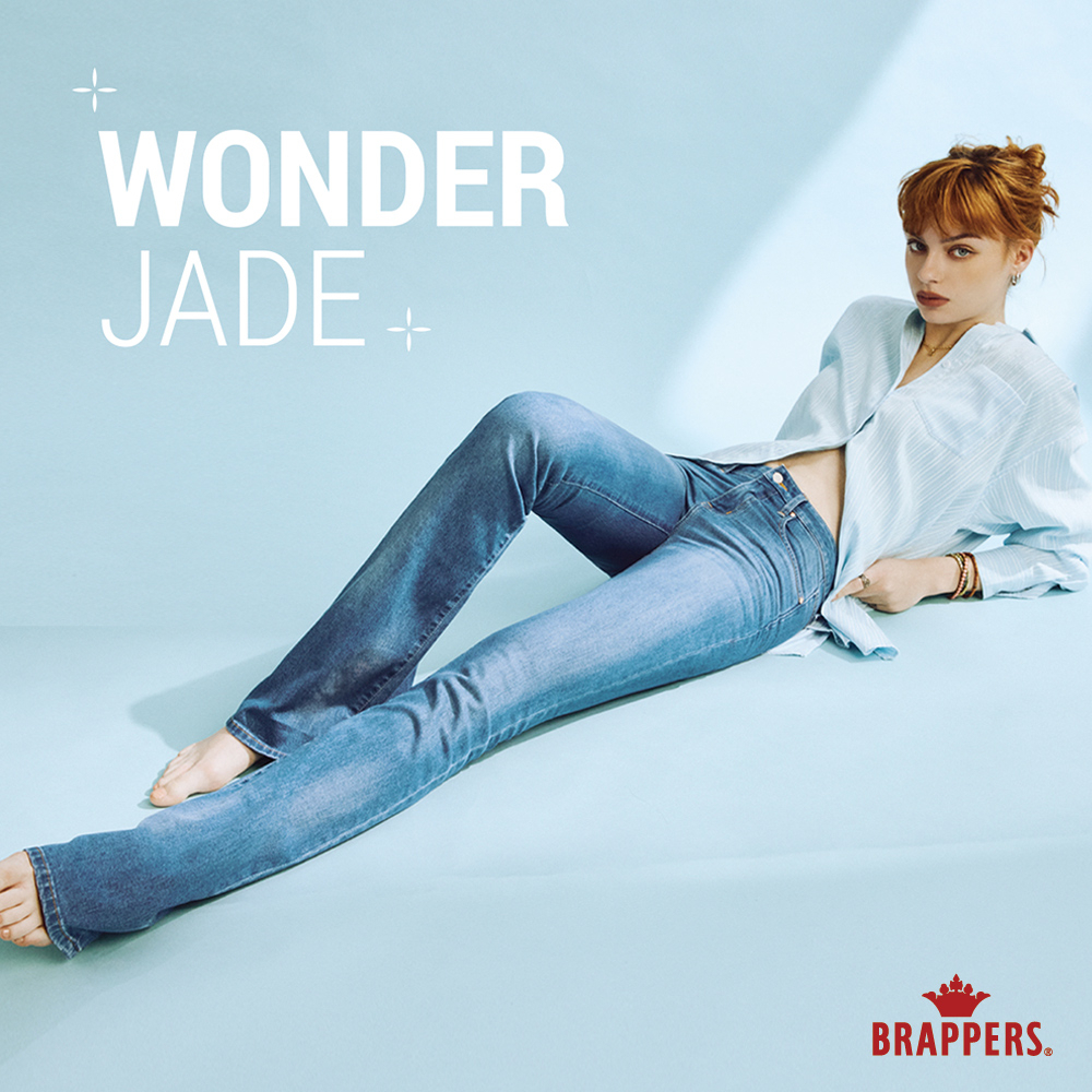 BRAPPERS 女款 玉石丹寧系列-wonder jade中腰彈性喇叭褲-淺藍