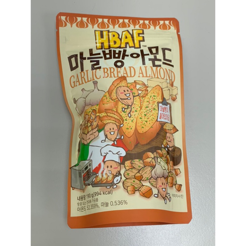 🌟現貨大包裝 190g🌟 韓國HBAF 大蒜麵包口味杏仁果