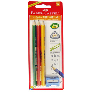 Faber- Castell 輝柏 大三角 鉛筆 3支 紅 綠 黃 學齡 鉛筆 附削筆器 116503【金玉堂文具】