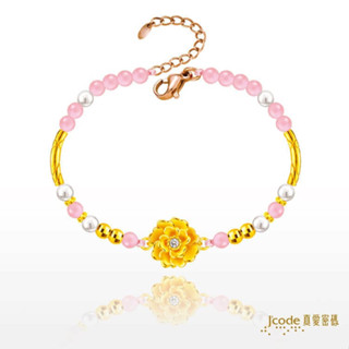 【J’code真愛密碼】✨送 質感包組✨閃鑽牡丹 寶石珍珠金手鍊 9999純黃金 花 綻放 禮物 美鑫 23母親
