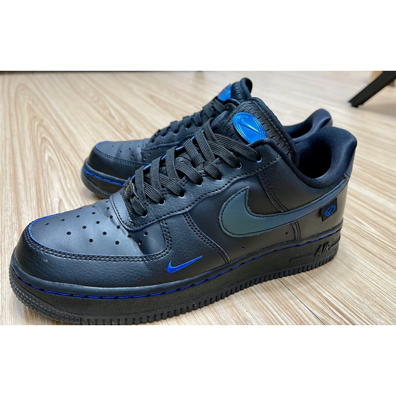 Nike Air Force 1 黑藍 反光 標籤 休閒鞋 FB1840-001 男女鞋 休閒鞋 （二手）