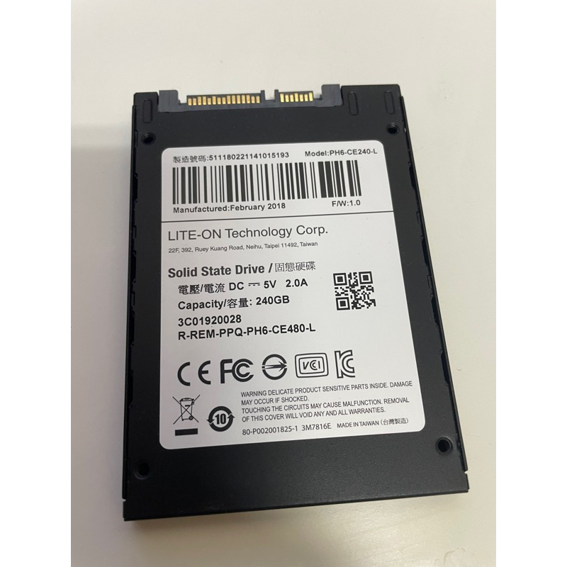 LITE-ON 固態硬碟 SSD 240 GB