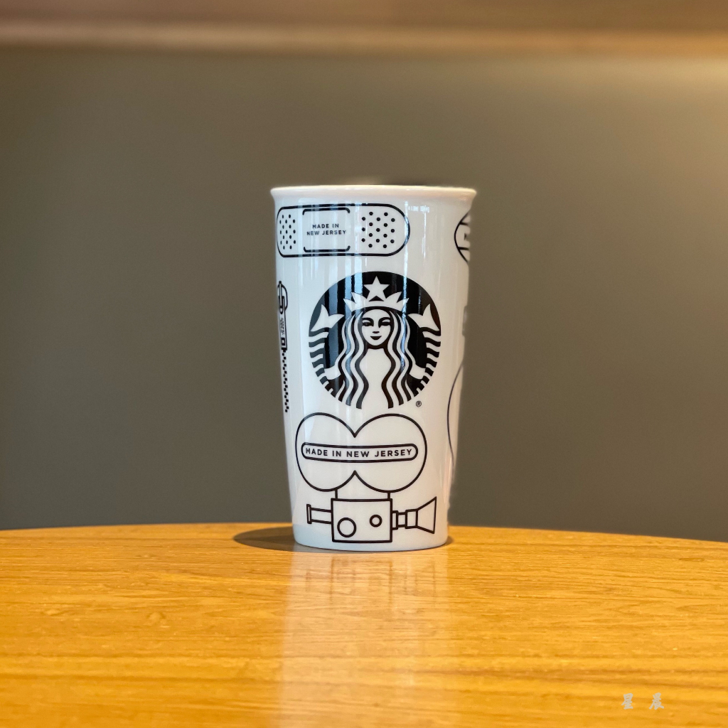 Starbucks官方正品！星巴克杯子355ml美國新澤西州限定幾何塗鴉街頭藝術杯蓋雙層馬克杯咖啡杯果汁珍奶茶奶昔茶杯