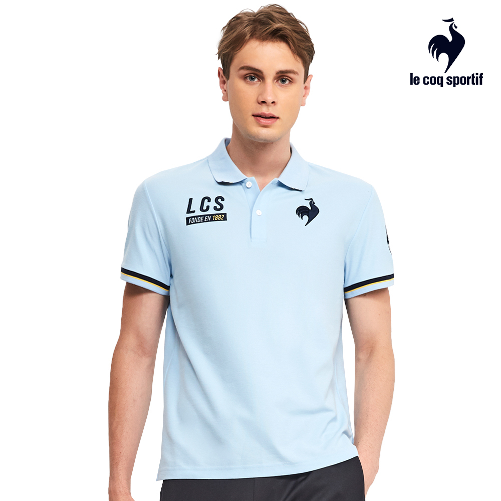 【LE COQ SPORTIF 法國公雞】涼感休閒經典短袖POLO衫-男款-淺藍色-LWR21345