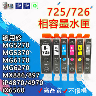 Canon PGI725 CLI726相容墨水匣適用MG5270/MG5370/MG6170/MG6270墨水夾