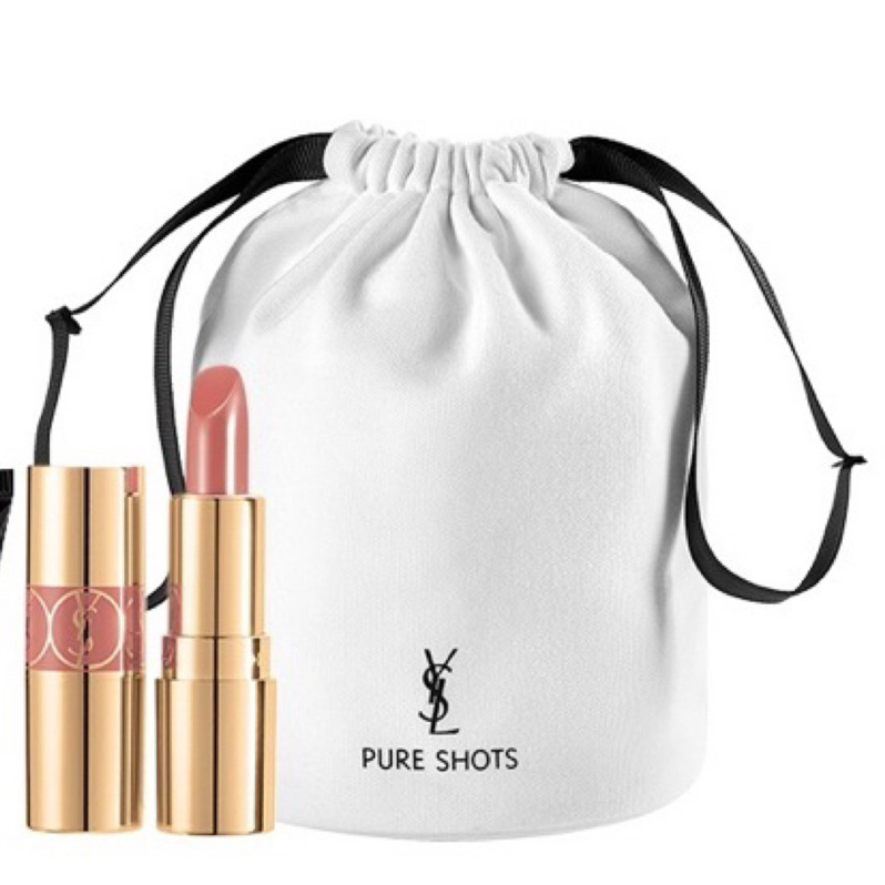全新 YSL聖羅蘭 時尚純白迷你水桶包 束口袋 化妝包 置物包 零錢包 小包