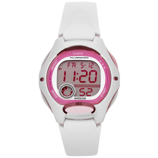 國隆手錶專賣店 CASIO LW-200-7A 甜美氣質 電子女錶 粉色框 膠質錶帶 球面玻璃 照明 LW-200