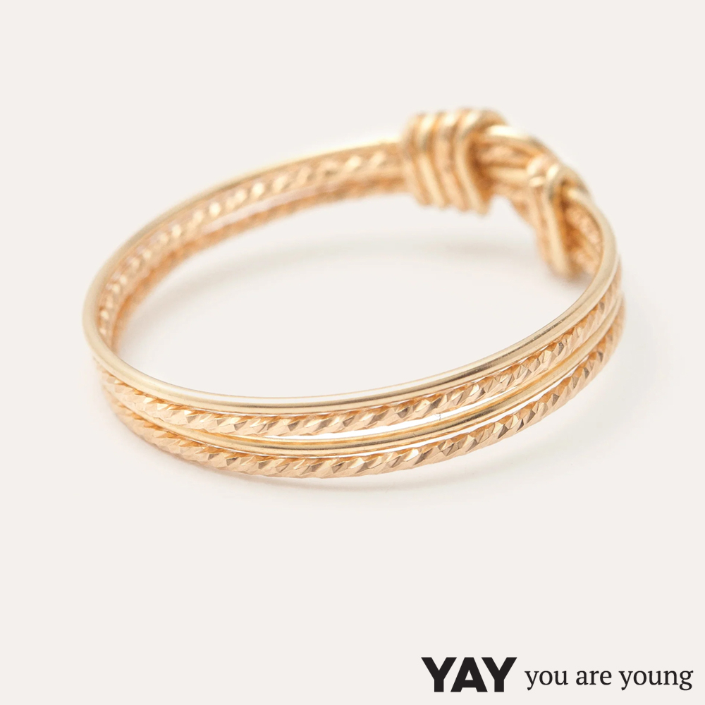 YAY You Are Young 法國品牌 Diamanté 鑽石切割髮絲紋 四層戒指 金色