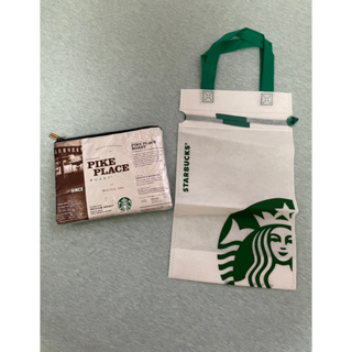 星巴克 Starbucks 回收材質 派克市場 咖啡豆袋 收納袋（附環保手提袋）