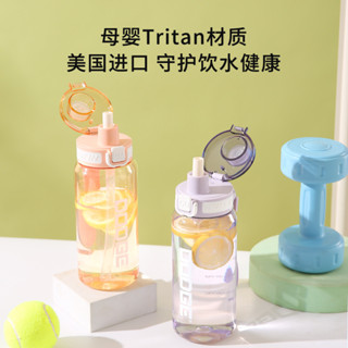 臺灣現貨 希樂道奇吸管tritan運動水壺 彩色透明運動水壺 戶外便攜水壺 防摔塑膠健身水杯 學生彈蓋水壺 太空杯水壺
