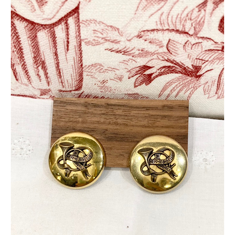 Vintage日本購入 愛馬仕Hermes古董夾式耳環