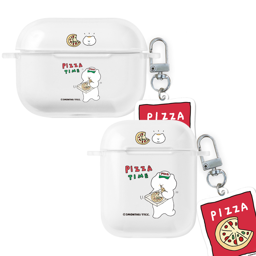 【TOYSELECT】3MONTHS好食披薩透明Airpods保護套(附贈同款吊飾)
