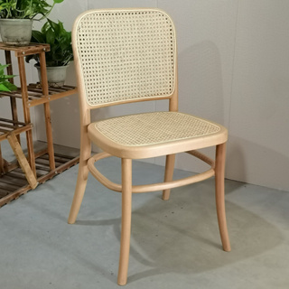 北歐輕奢簡約現代中古原木藤編餐椅舒適藝術家用咖啡設計茶室椅子