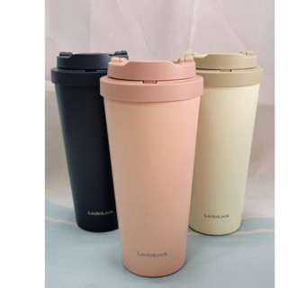 【羽恩小舖】樂扣樂扣 韓風簡約彈跳316不鏽鋼咖啡杯/550ml/雲彩粉/海軍藍/象牙白