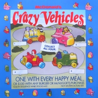 {單售} 1991 麥當勞 兒童餐玩具 瘋狂車輛 拼拼車隊 四小福 全套四款 全新原裝袋 未拆封