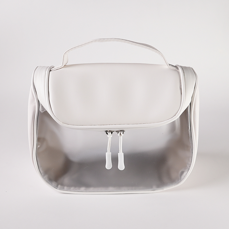 【CHL】便攜大容量透明防水化妝包-雙拉鍊款 化妝收納生活小物 白色 040007
