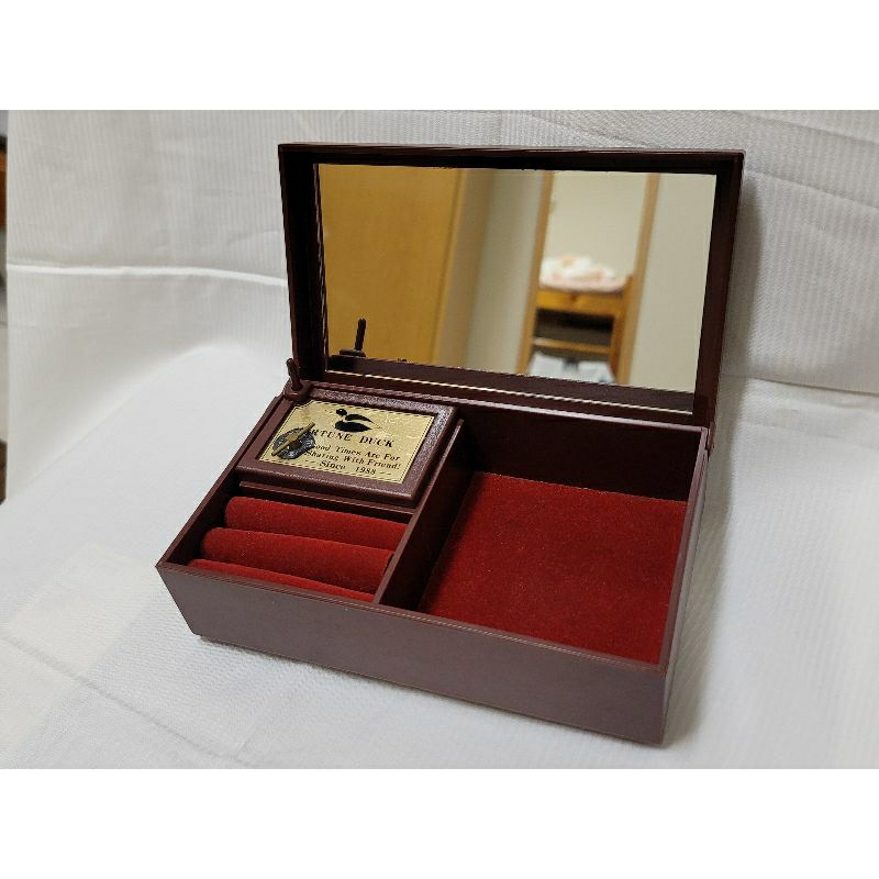 二手現貨🖤FORTUNE DUCK Since 1988 木製音樂盒 木製珠寶盒 骨董 木質 鴨子 名牌