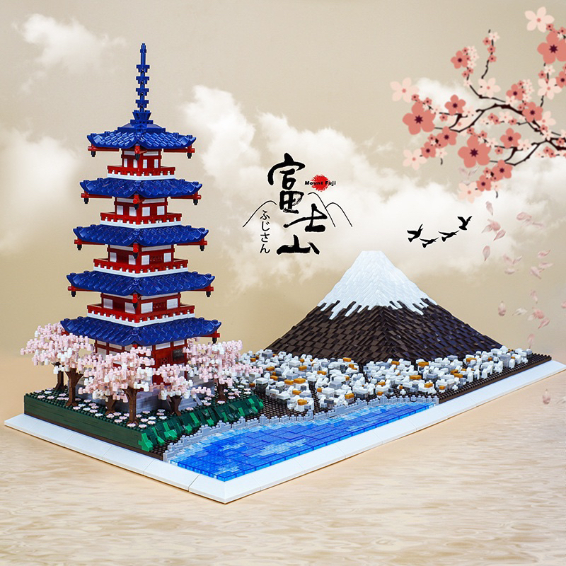 【Mini積木】🌟快速出貨🌟現貨（滿1580免運）6500片 日本富士山 九重塔 建築物 世界建築 微型積木 鑽石積木