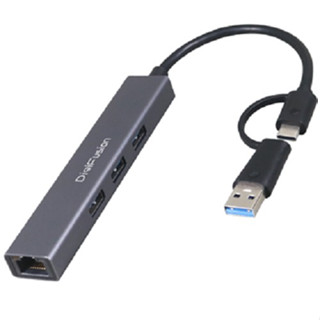 伽利略 U3 Type C+USB 3埠 3Port HUB+Giga Lan（CU3GL04A)