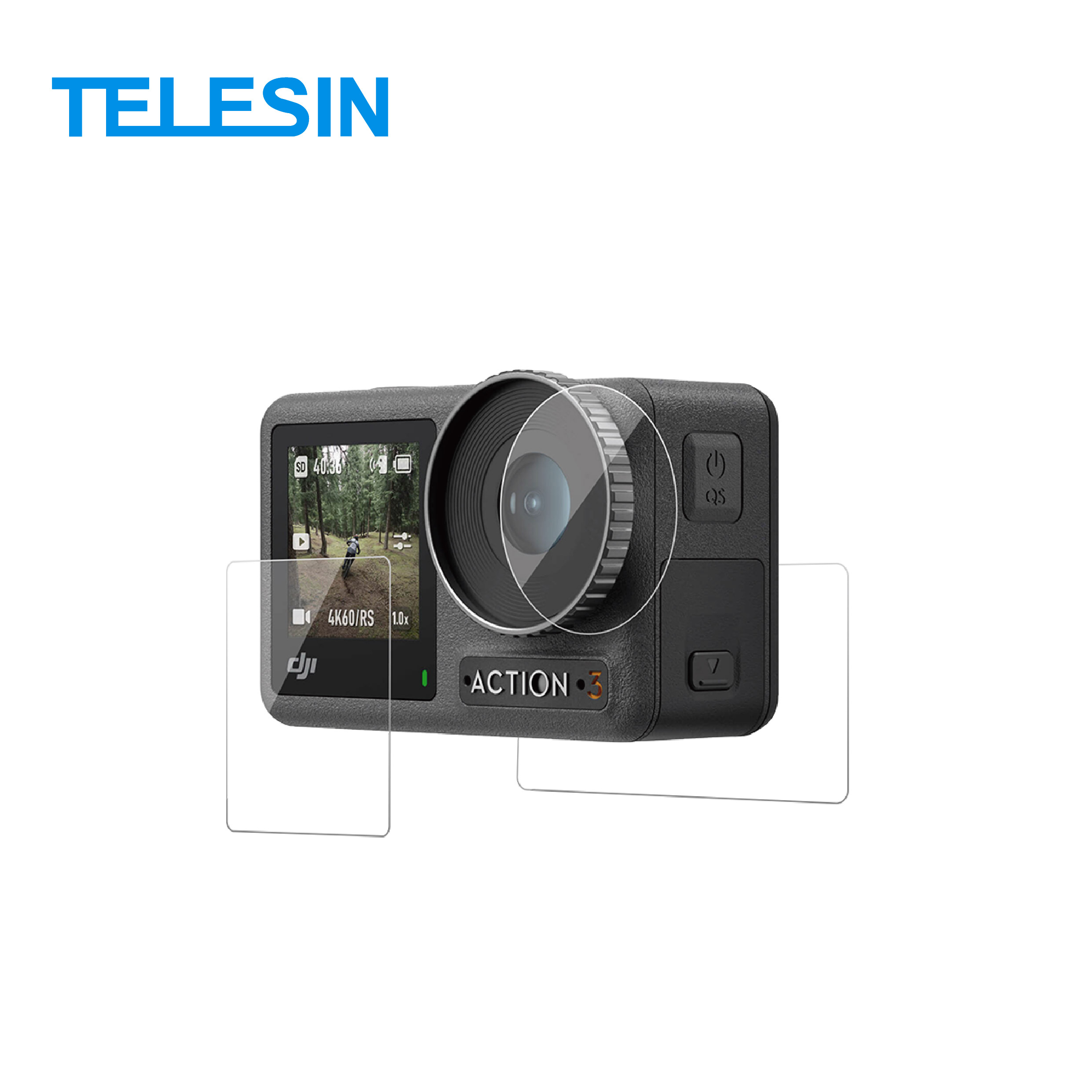 TELESIN DJI Action4 Action3 鋼化膜保護貼（5代不適用） 鏡頭螢幕保護貼 台灣公司貨 泰迅