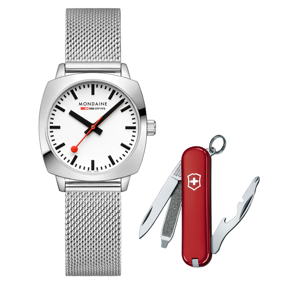 Mondaine 瑞士國鐵 Petite Cushion方圓 系列腕錶 – 米蘭鋼鏈 / 31110SM