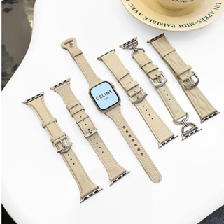 ［Moon] 淺色合集錶帶Apple WatchS8/S7/SE/6/5/4/3/2/1錶帶 真皮錶帶 女士錶帶45MM