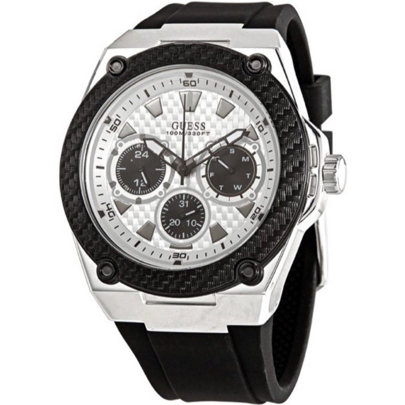 GUESS手錶 W1049G3三眼計時碳纖維運動錶
