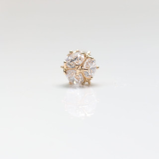 【 CHARIS 韓國珠寶】純14K金 立體繡花球鑽 鎖珠耳環 5mm (單個)轉珠耳環 耳骨 耳窩 流汗碰水不褪色