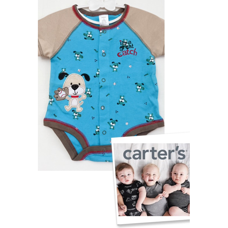 ［V]全新美國 Carter’s 新生兒0-3m 棒球⚾️補手 100%高級純棉包屁衣 短袖 男寶女寶寶寶 卡特