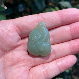 天然和田玉 俄碧玉粉青雙如意