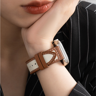 ［Moon] 韓式寬版錶帶Apple Watch1234567seS98代真皮帆布錶帶適用於41MM 45MM 44MM
