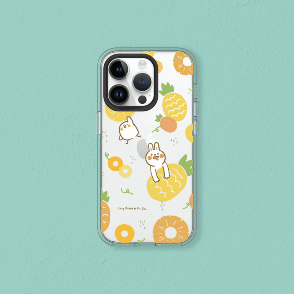 犀牛盾 適用iPhone Clear透明防摔手機殼∣懶散兔與啾先生系列/鳳梨