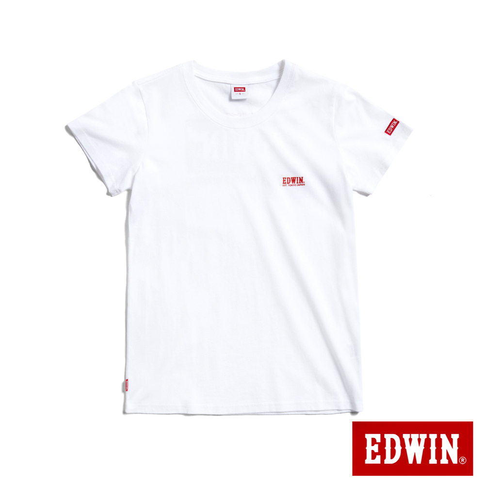 EDWIN 露營系列 背後營地BOX LOGO印花短袖T恤(米白色)-女款