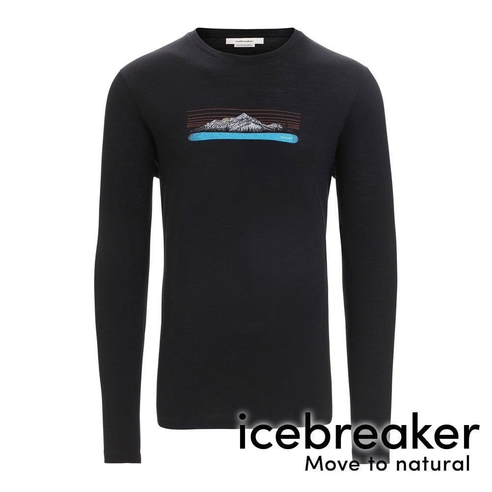 【icebreaker】Tech Lite II男羊毛圓領長袖上衣(白雪皚皚) 『黑』0A56NK