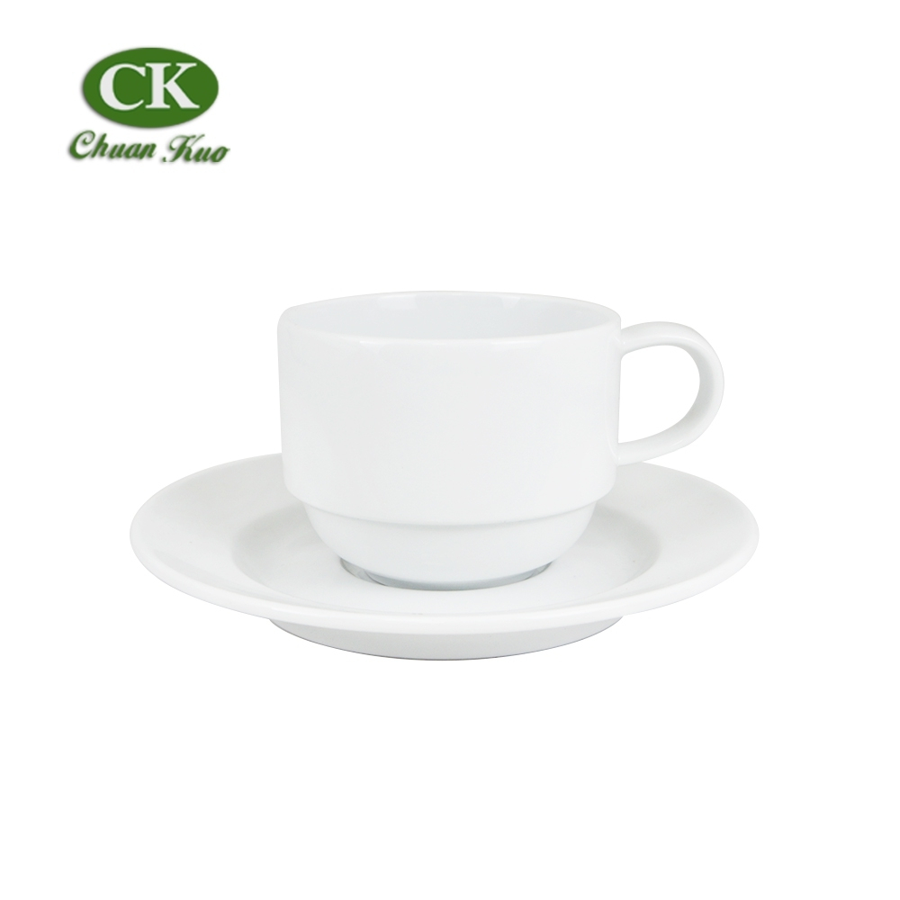 【CK全國瓷器】咖啡杯系列－可疊經典咖啡杯盤 220ml 陶瓷咖啡杯C103 咖啡盤S103 雪白咖啡杯