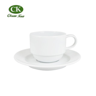 【CK全國瓷器】咖啡杯系列 可疊經典咖啡杯盤 220ml 陶瓷咖啡杯C103 咖啡盤S103 雪白咖啡杯