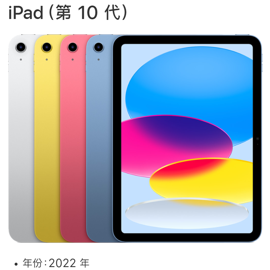 現貨 全新 iPad 第10代 10.9吋 64GB 銀/黃/粉紅/藍色（iPad10 64 64G A2696
