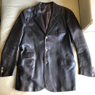 保證正品 Hermes 黑色 牛皮 皮外套 皮衣 皮西裝 size 52