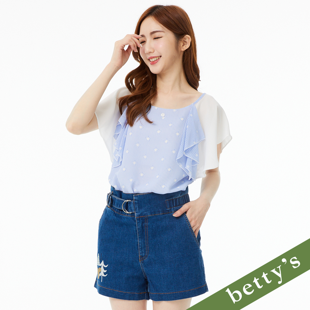 betty’s貝蒂思(21)牛仔腰帶鬆緊短褲(深藍)