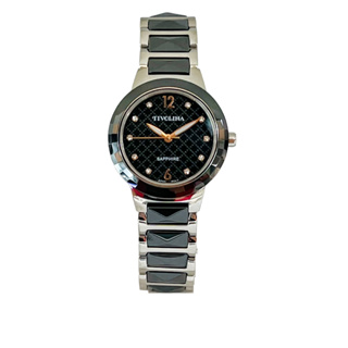 【TIVOLINA 小紅帽】晶鑽菱格紋陶瓷腕錶 BAW3723-K 33mm 現代鐘錶