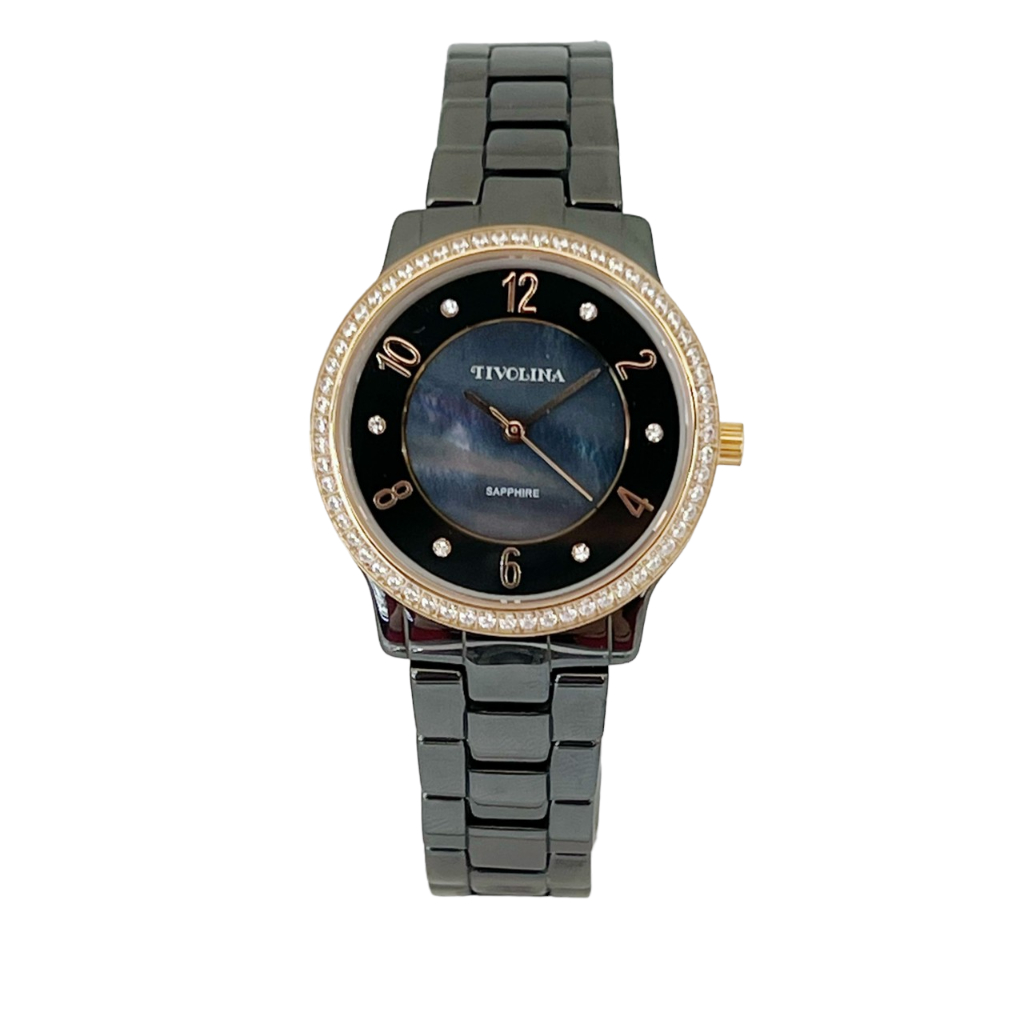 【TIVOLINA 小紅帽】晶鑽珍珠母貝陶瓷腕錶 LAT3717-KS 33mm  現代鐘錶