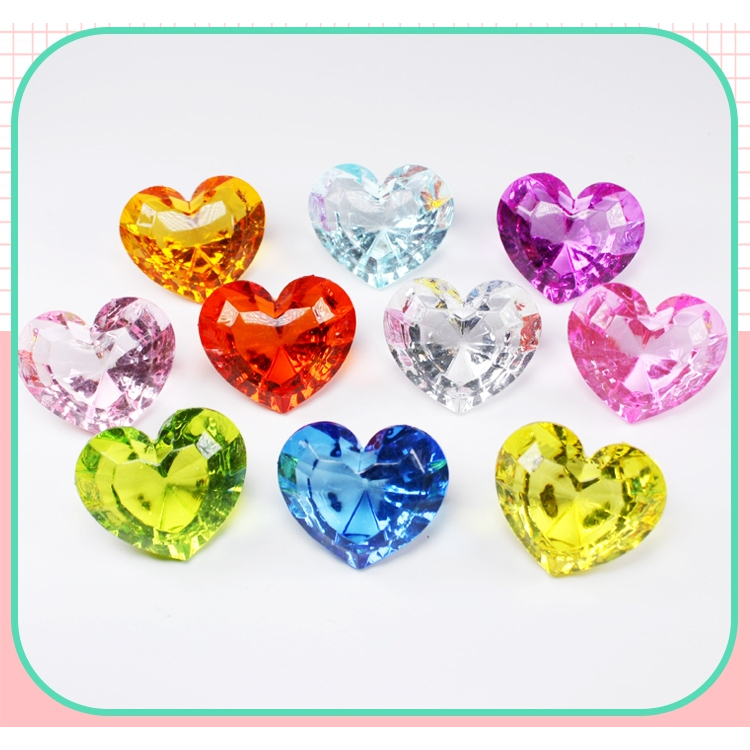 💖愛心 仿真 水晶 寶石 鑽石 彩色 壓克力 鑽石 魔女的考驗 5.2CM 心型 裝飾 擺設 DIY 玩具💖(一個)
