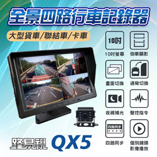 【路易視】QX5 1080P 10吋螢幕一體機 四路全景監控 行車視野輔助系統 行車紀錄器