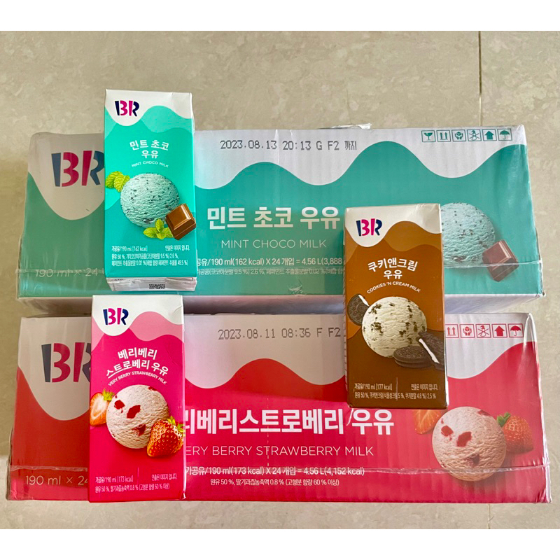 現貨🇰🇷韓國baskin robbins BR 31冰淇淋牛奶 棉花糖牛奶 薄荷巧克力牛奶 草莓牛奶 奶油夾心餅乾巧克力