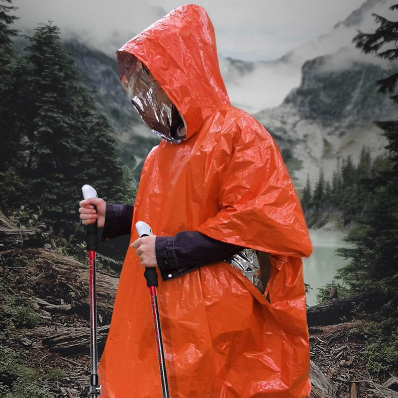 現貨🔥 戶外 緊急 求生 雨衣 急救雨衣 雙面反光 斗篷 求生毯 應急毯 急救毯 登山 橘色 防寒 徒步 地震