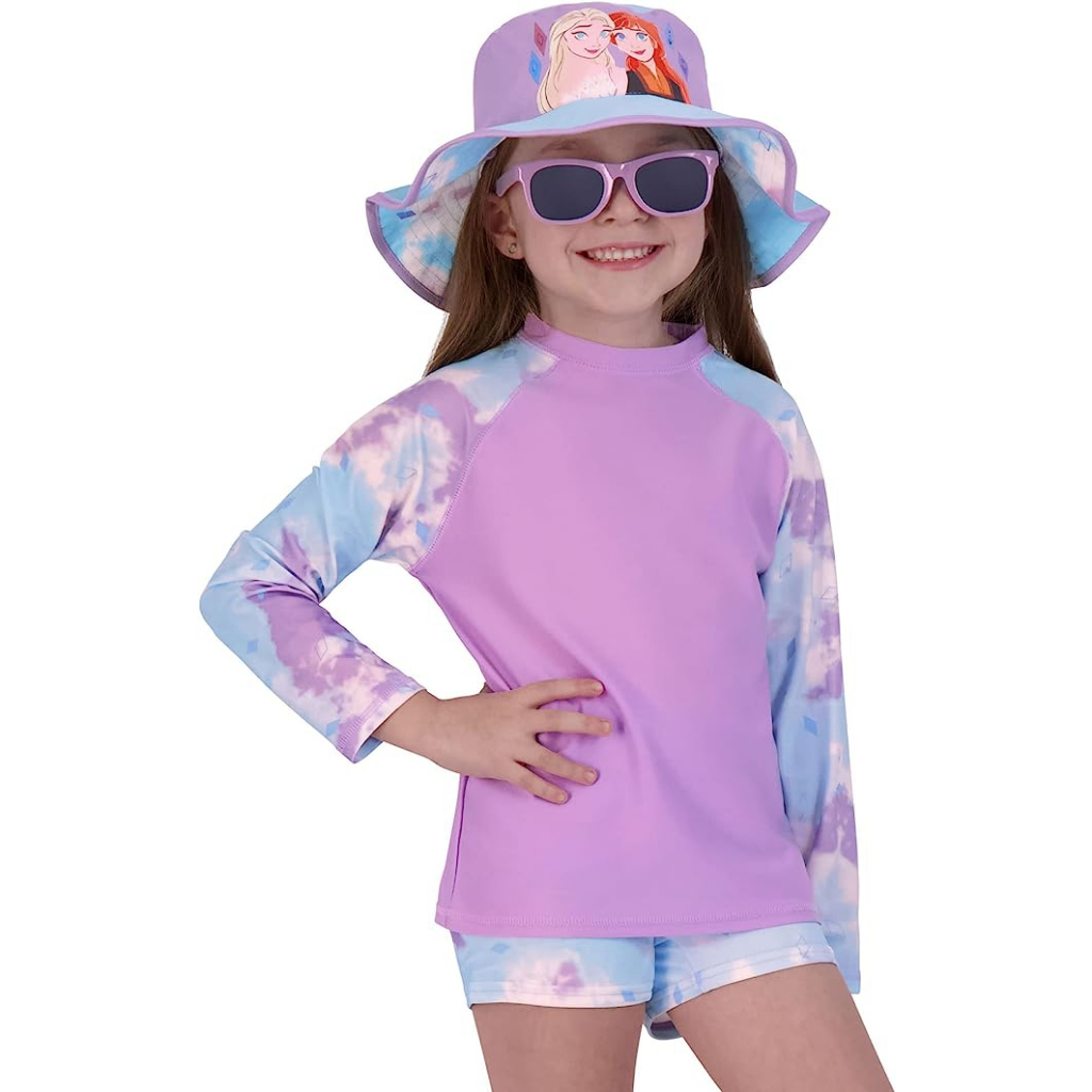預購👍空運👍美國迪士尼 冰雪奇緣 FROZEN ELSA 艾莎公主 兒童 女童 泳裝 泳衣 泳褲 套裝太陽眼鏡帽子漁夫帽